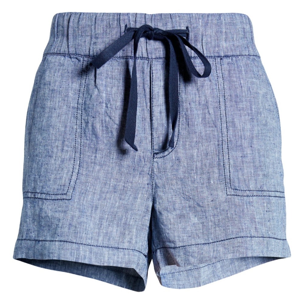 CASLON Caslon Tie Waist 100% Linen Shorts Navy Crossdye NWT SZ XL - Picture 1 of 5